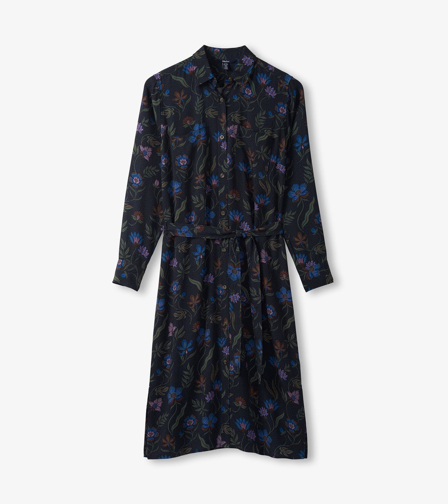 Emma Midi Shirt Dress - Dark Floral