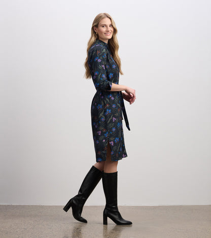 Emma Midi Shirt Dress - Dark Floral