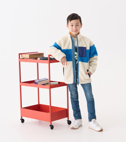 Boys White Smoke Faux Sherpa Zip-Up Jacket
