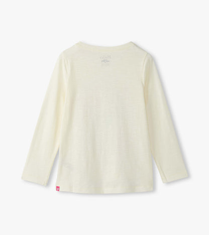 Girls Feathers Long Sleeve Graphic Tee
