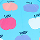 View Girls Apple Orchard Umbrella light blue swatch with scattered pink and blue apples and small navy leaves