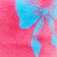 View Girls Big Bows Fleece Slippers Bright pink swatch with a large light blue bow motif