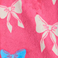 View Girls Big Big Bows Fuzzy Fleece Robe Pink swatch with white bow and blue butterfly pattern