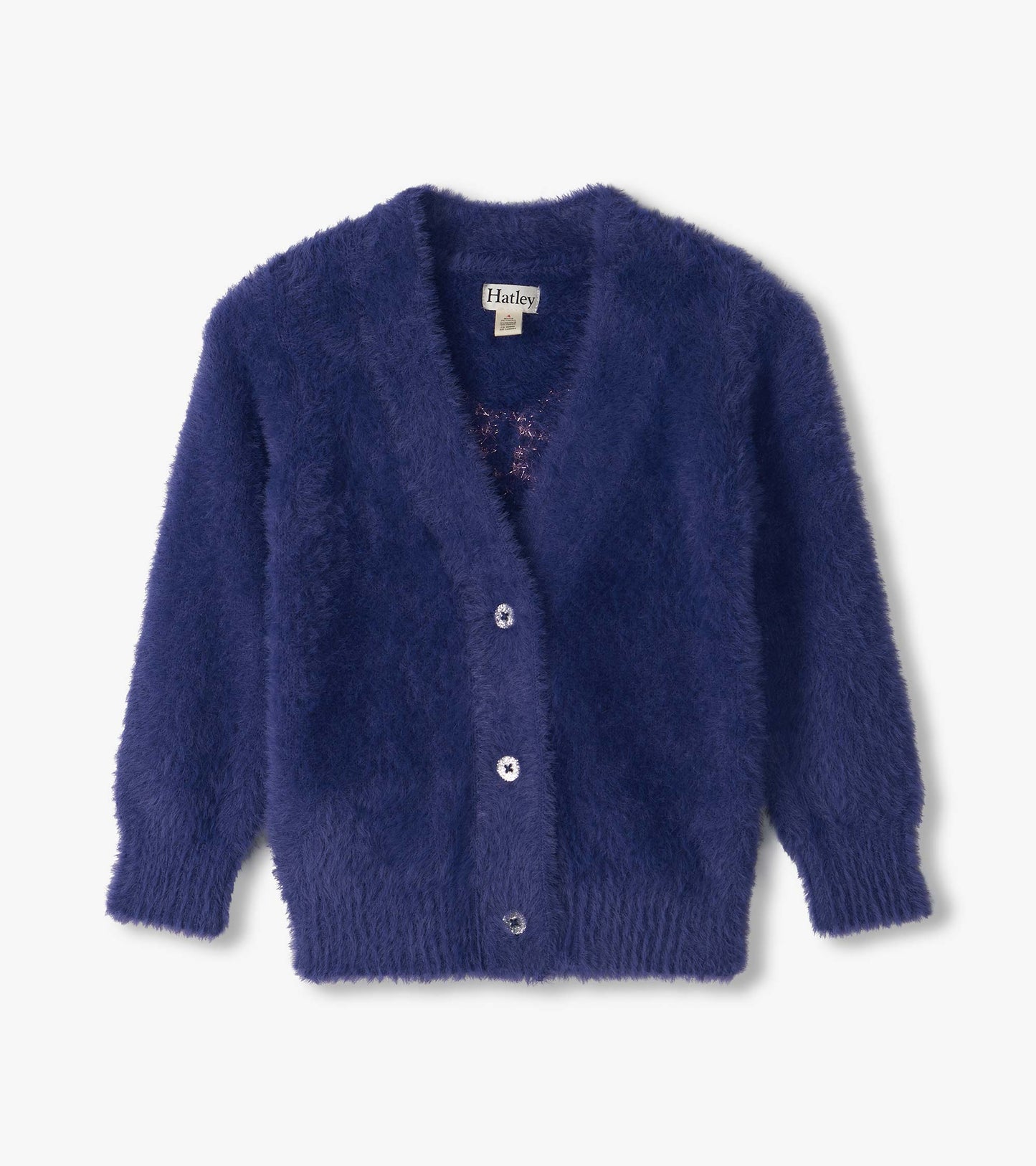 Girls Pink Bow Fuzzy Cardigan
