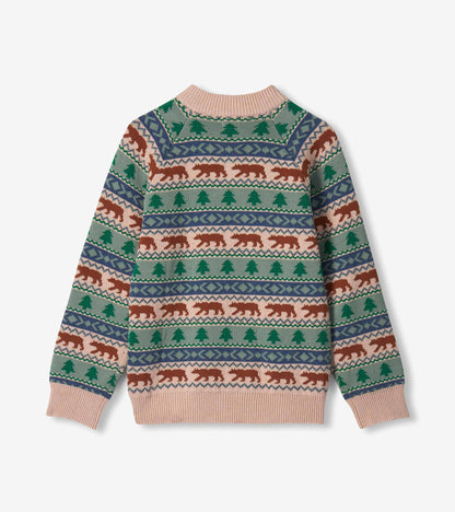 Boys Big Bear Fair Isle Mock Neck Sweater