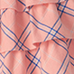 View Girls Blossom Plaid Ruffle Skirt Pink plaid fabric with thin blue and orange intersecting lines