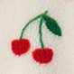 View Baby & Toddler Girls Big Flowers Faux Sherpa Jacket Two red cherries with green stems and leaves on cream sherpa texture