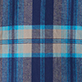 View Boys Blue Plaid Woven Flannel Hoodie blue plaid pattern with navy and teal stripes