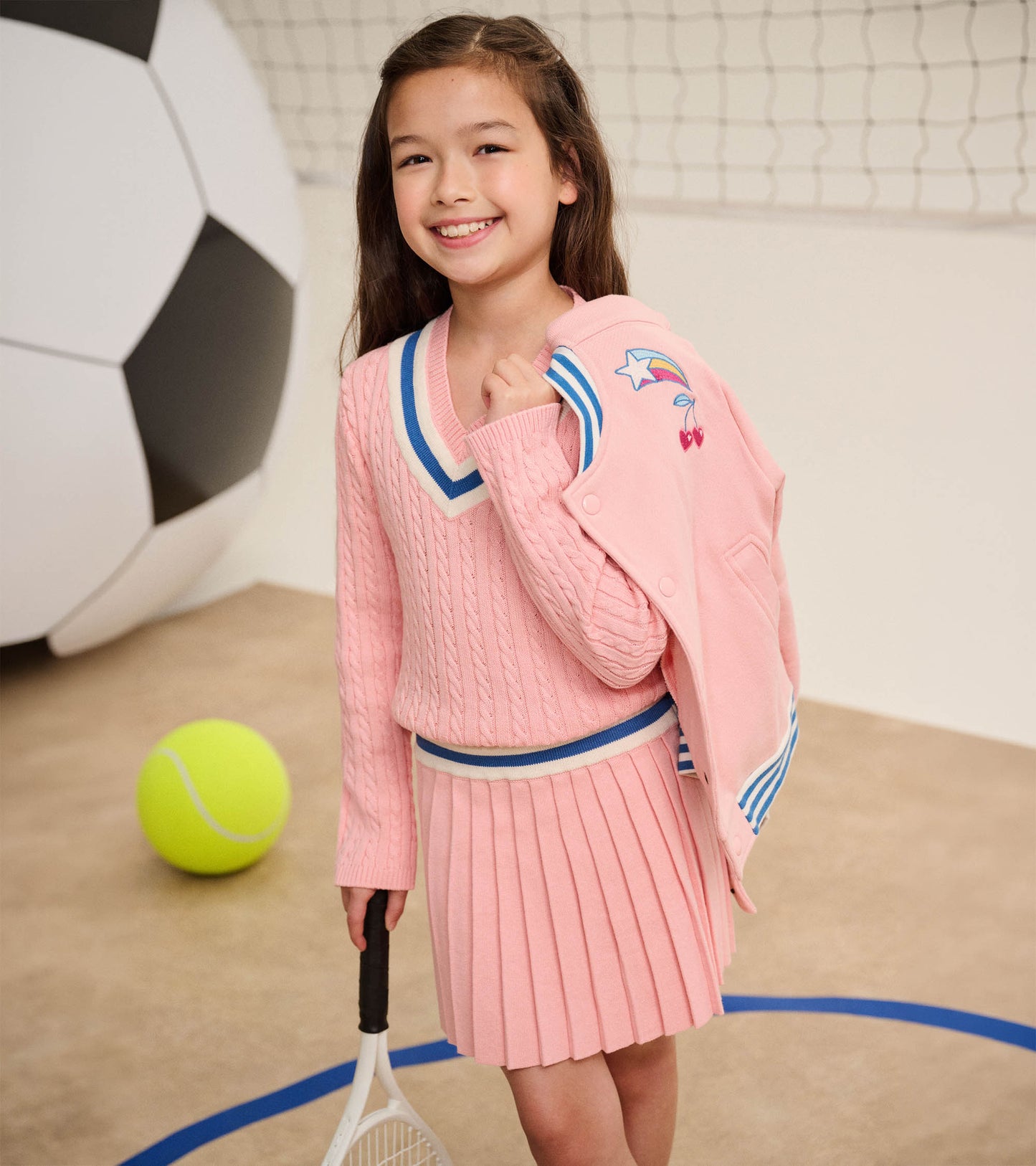 Girls Blossom Pleated Cable Dress