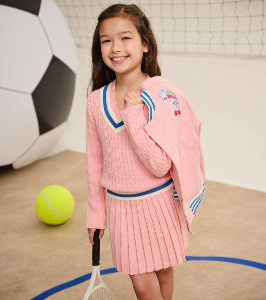 Girls Blossom Pleated Cable Dress