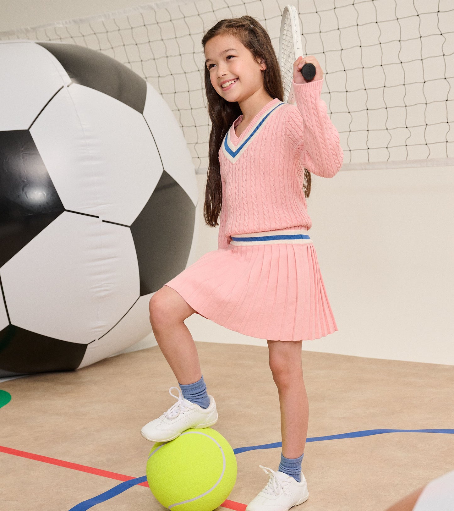 Girls Blossom Pleated Cable Dress