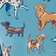 View Toddler Boys Blue Little Pups Wellies Blue swatch with scattered brown and white cartoon dogs