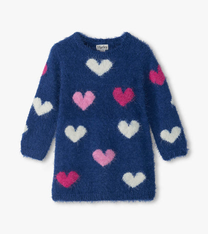 Baby & Toddler Girls Lovely Hearts Furry Sweater Dress