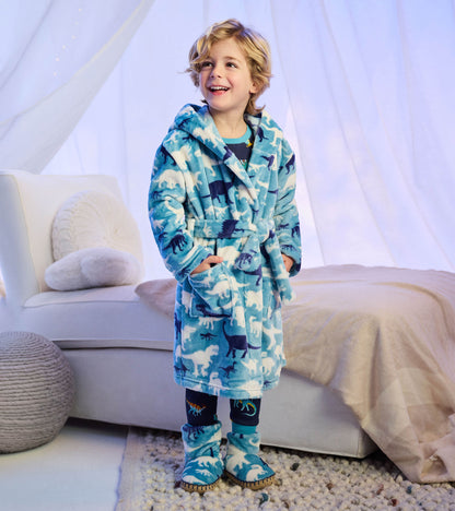 Boys Dino Silhouette Fleece Slippers