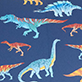 View Boys Colourful Dinos Umbrella Blue swatch with colorful dinosaur silhouettes and orange footprints