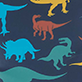 View Boys Colourful Dinos Matte Wellies dark blue swatch with colorful dinosaur silhouettes