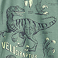 View Boys Velociraptor Graphic T-Shirt Blue-green swatch with sketched dinosaur skeleton and small fossil motifs