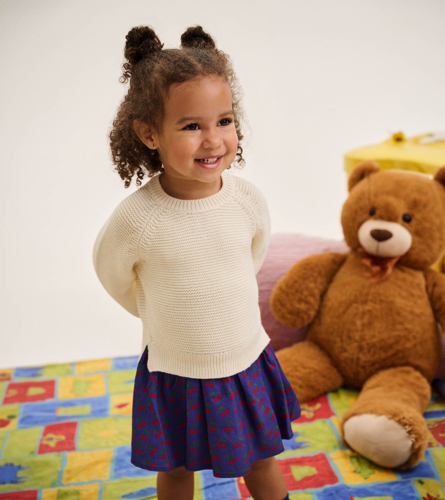 Baby & Toddler Girls Cherries Mix Media Sweater Dress