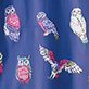 View Girls Colourful Owls Raincoat Blue swatch with colorful owl illustrations