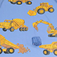 View Boys Construction Trucks Umbrella Light blue swatch with yellow construction trucks and excavators