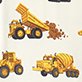 View Boys Construction Trucks Bamboo Pyjama Set White swatch with yellow construction trucks and small brown dots