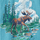 View Boys Wilderness Moose Graphic T-Shirt blue swatch with a brown moose in a forest scene