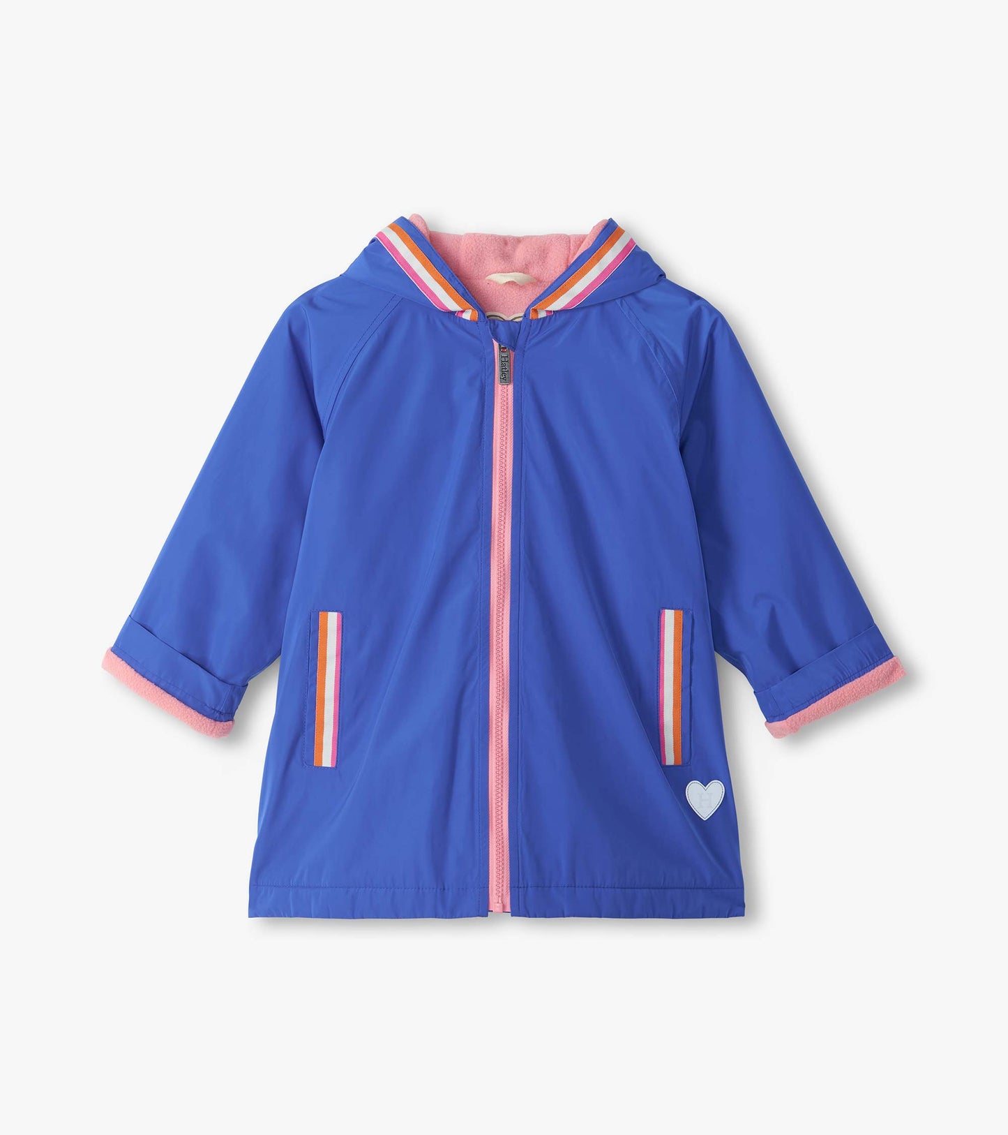 Girls Dazzling Blue Fleece Lined Swing Raincoat