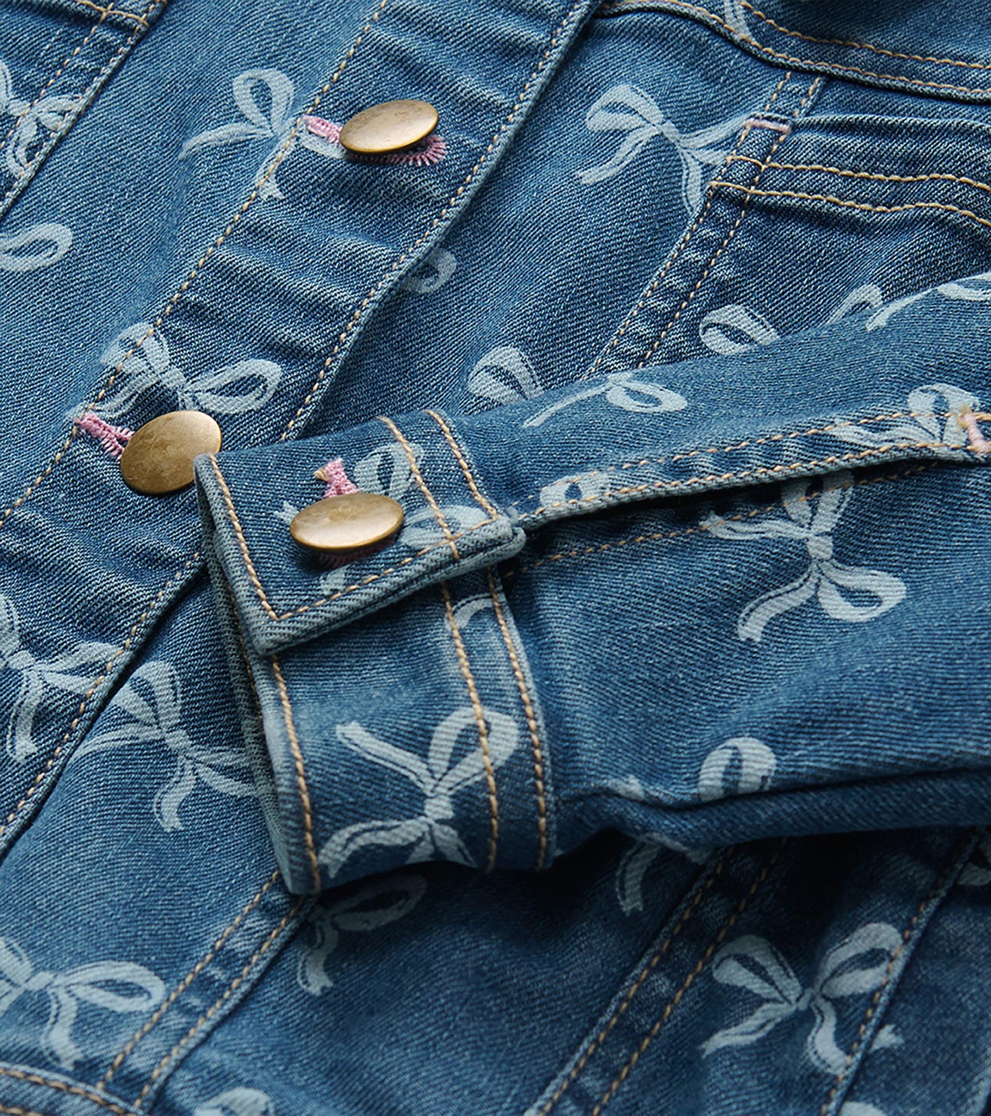 Girls Bows Slouchy Denim Jacket