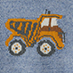 View Baby & Toddler Boys Dump Truck Crew Neck Sweater Orange dump truck motif on blue heather knit