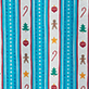 View Girls Holiday Decorations Nightdress Light blue and white vertical stripes with small holiday icons, candy canes, stars, trees, and red bows