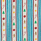View Men's Holiday Decorations Two Piece Pyjama Set White swatch with vertical red and teal striped pattern, stars, ornaments, and small holiday motifs