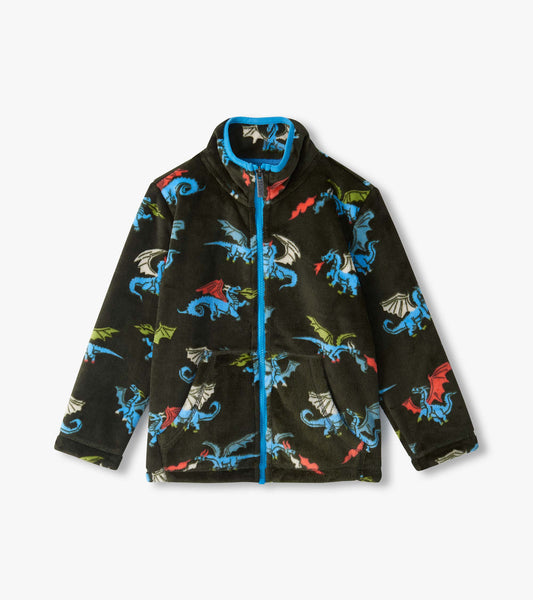 Boys Dragons Fuzzy Fleece Zip Up Jacket