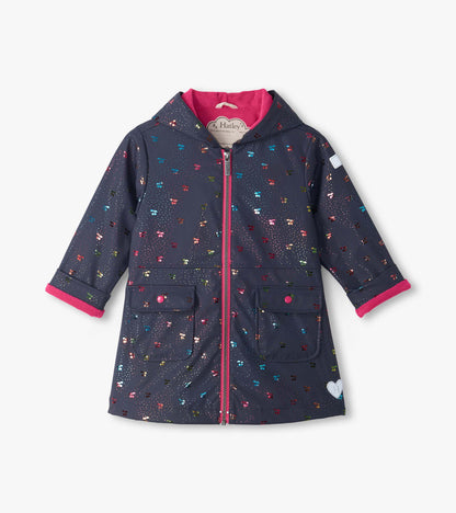 Girls Rainbow Foil Cherry Raincoat
