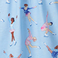 View Girls Figure Skaters Nightdress Blue swatch with scattered figure skaters in colorful outfits and small orange skates