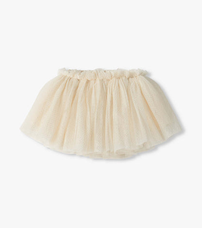 Gardenia Puffy Tutu in cream with layered glitter tulle and a ruffled elastic waistband