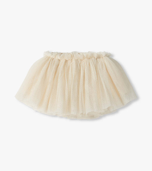 Gardenia Puffy Tutu in cream with layered glitter tulle and a ruffled elastic waistband