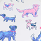 View Girls Little Pups Umbrella white swatch with scattered blue and pink cartoon dogs