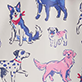 View Baby & Toddler Girls Little Pups Raincoat White swatch with colorful cartoon dogs in blue, pink, and purple