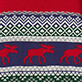 View Boys Holiday Fair Isle Crew Neck Sweater Red, navy, white, and green Fair Isle knit pattern with red reindeer motifs and snowflake bands