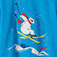 View Boys Skiing Bear Graphic T-Shirt Blue swatch with a white bear skiing, red scarf, and yellow skis
