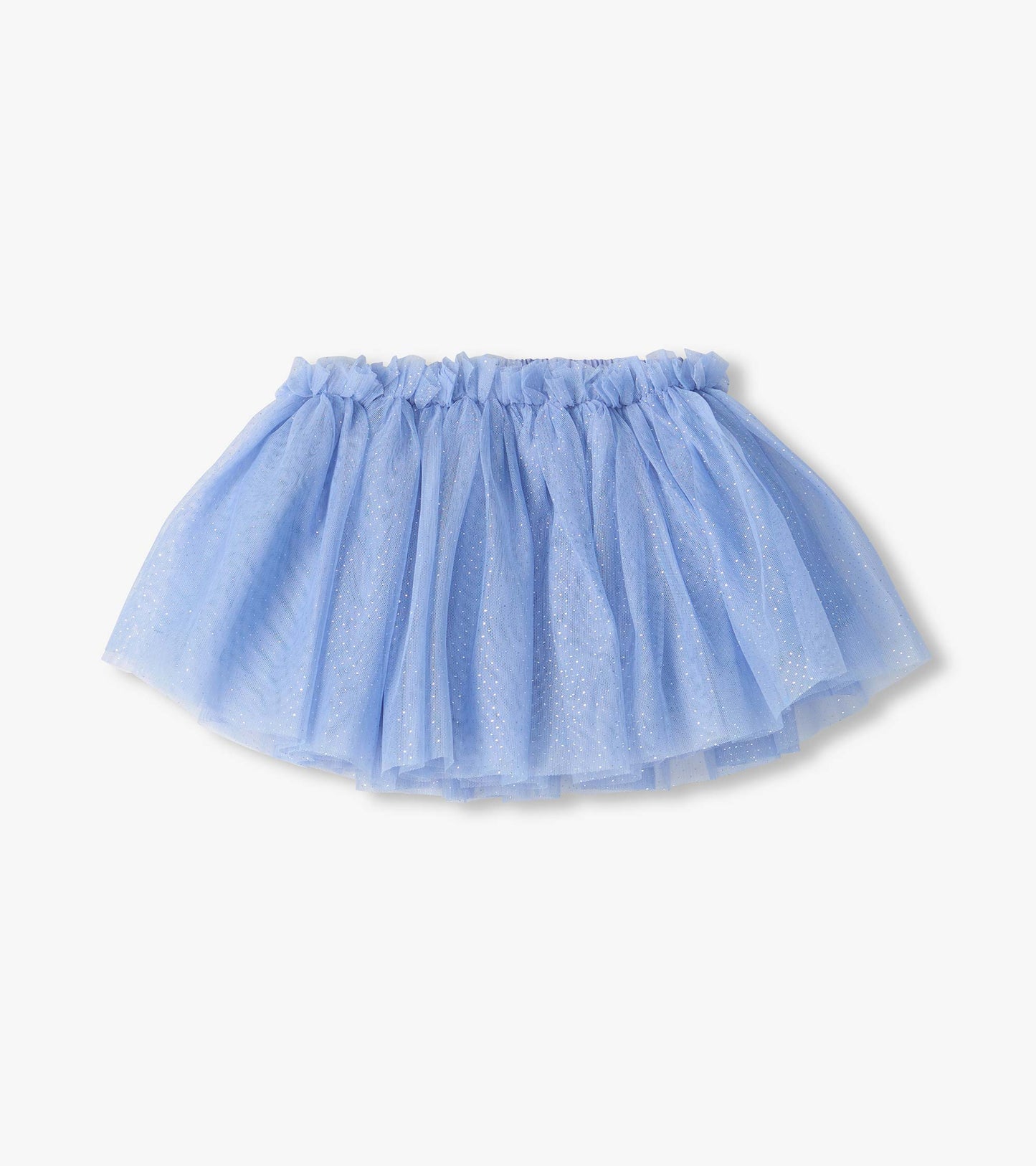 Kentucky blue puffy tutu skirt with glittery layered mesh and elastic waistband, full front view