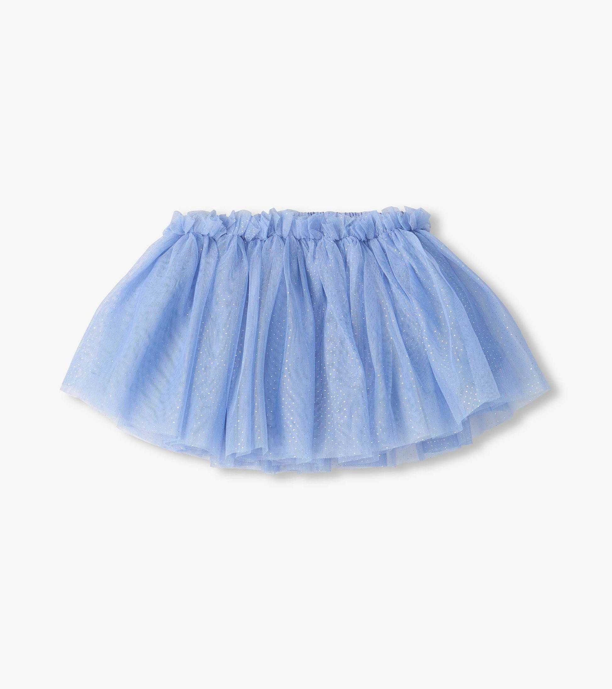 Kentucky blue puffy tutu skirt with glittery layered mesh and elastic waistband, full front view