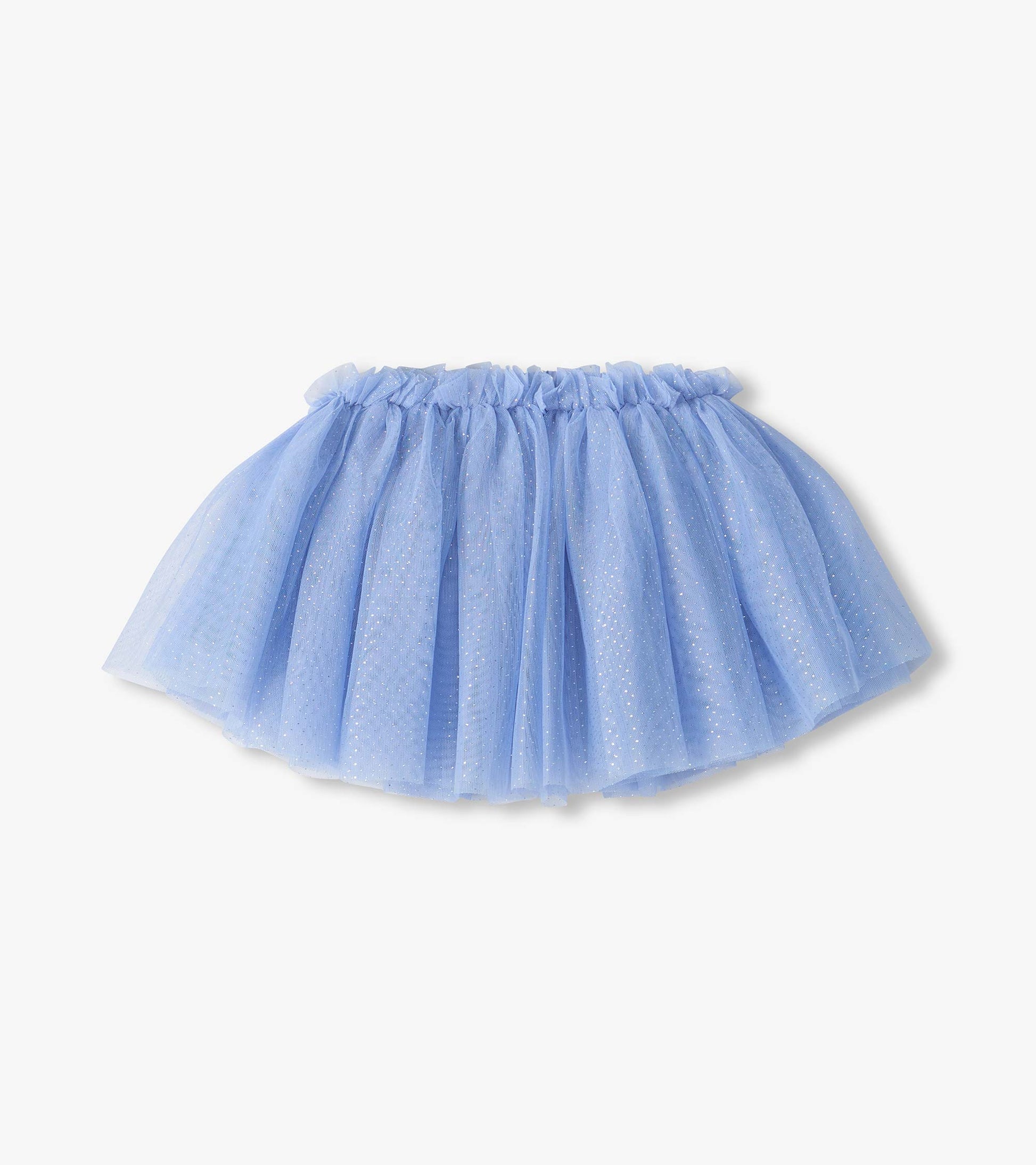 Kentucky blue puffy tutu skirt with glittery layered mesh and elastic waistband, slightly cropped front view