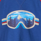 View Boys Landscape Goggles Raglan T-Shirt Blue swatch with ski goggles graphic featuring mountain landscape and red, white, and blue striped strap