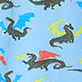 View Boys Dragons Cotton Pyjama Set Blue swatch with green and red dragons and small cloud motifs