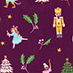 View Baby Girls Nutcracker Cotton Sleeper purple swatch with nutcracker, ballerina, tree, and candy cane holiday print