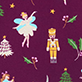 View Girls Nutcracker Cotton Pyjama Set Purple swatch with colorful nutcracker, Christmas tree, candy cane, and holiday motifs.