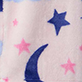 View Girls Night Sky Fuzzy Fleece Robe Pale pink swatch with blue crescent moon, blue stars, and pink stars