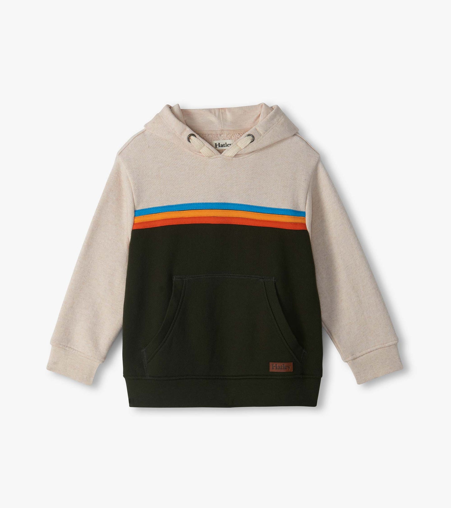 Boys Oatmeal Colourblock Pullover Hoodie