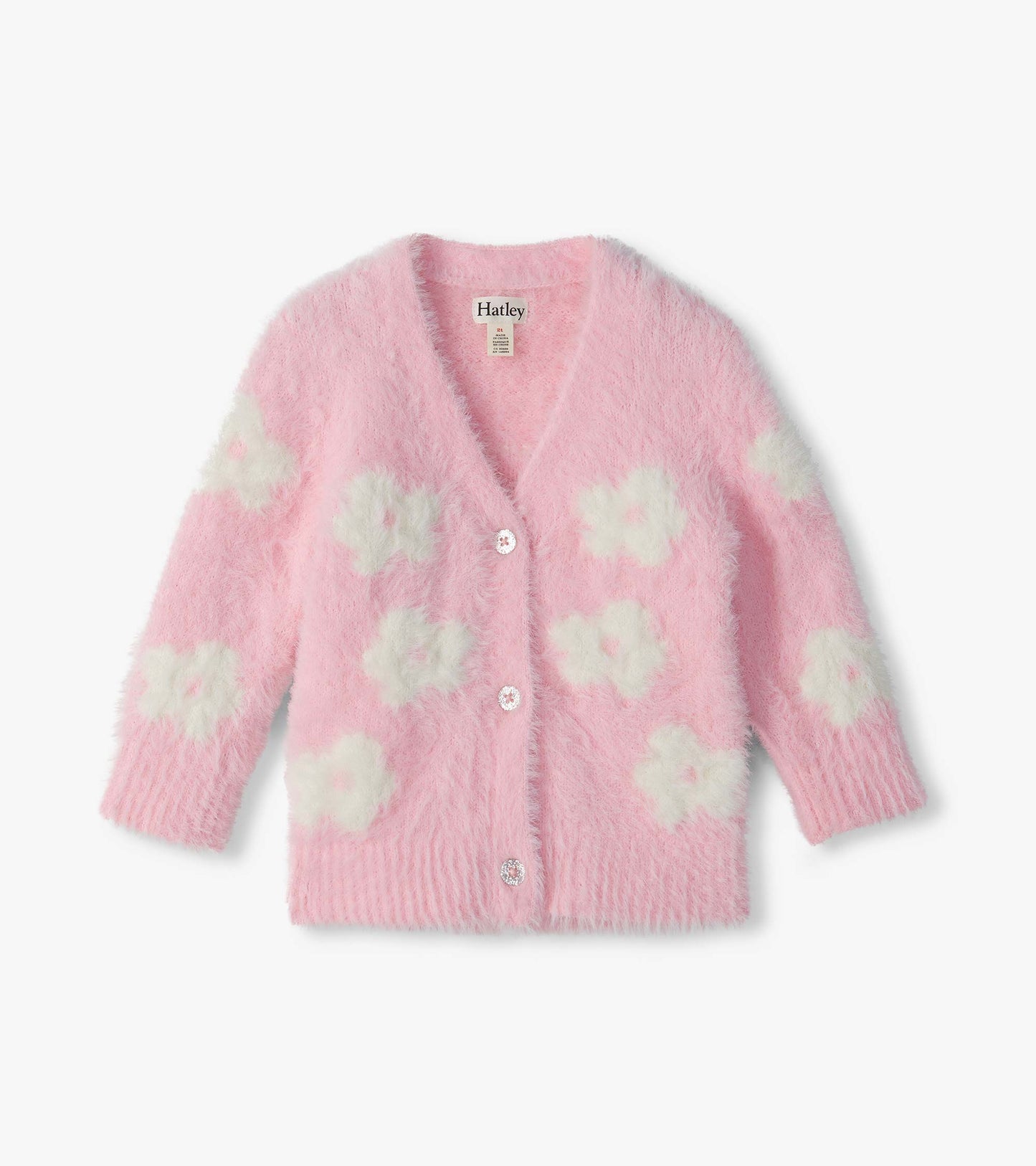 Baby & Toddler Girls Pink Flower Fuzzy Cardigan